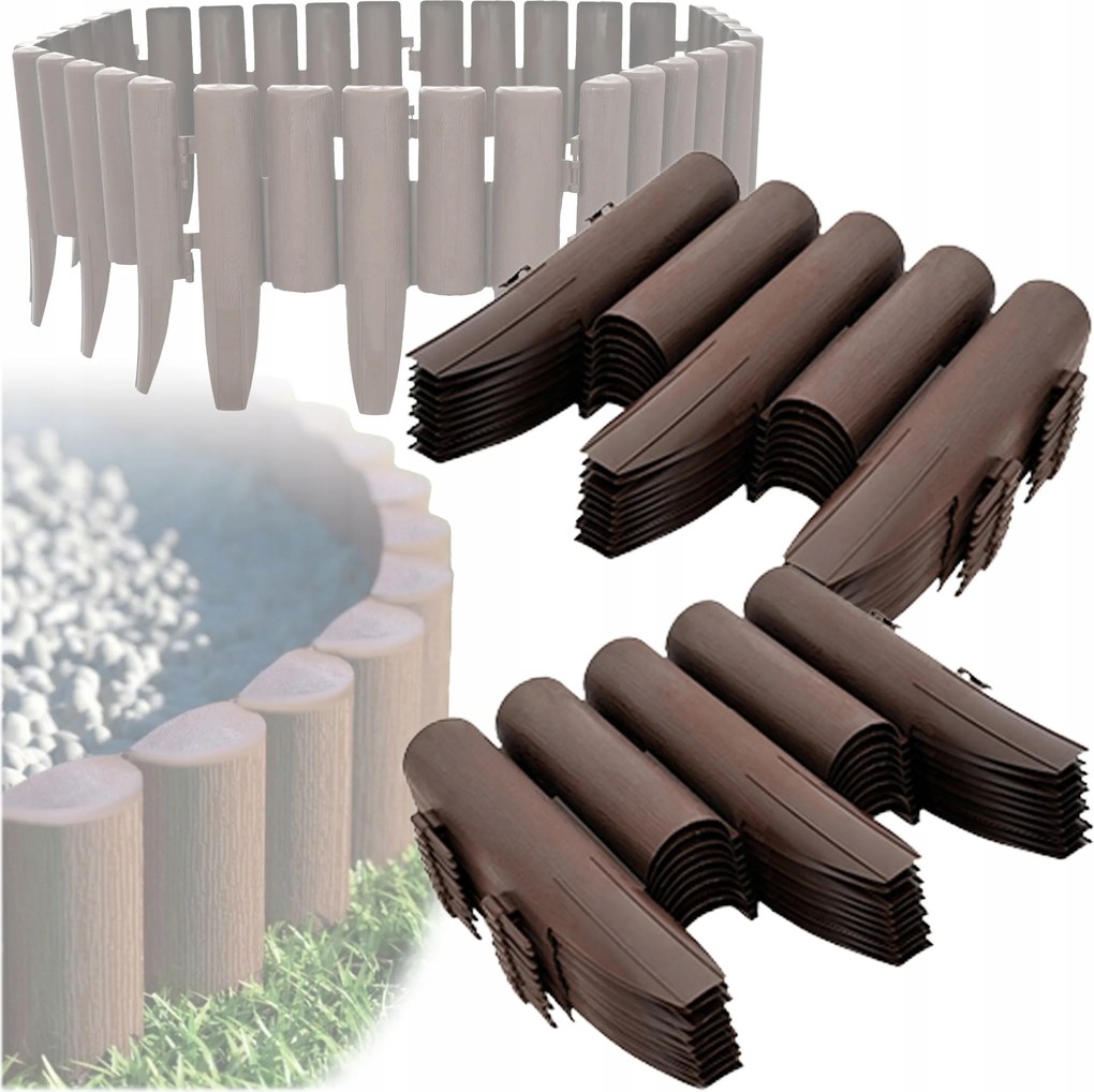 Kerti Rózsafa Gyepszegély Műanyag Kerítés 280x24 CM Szett 2X