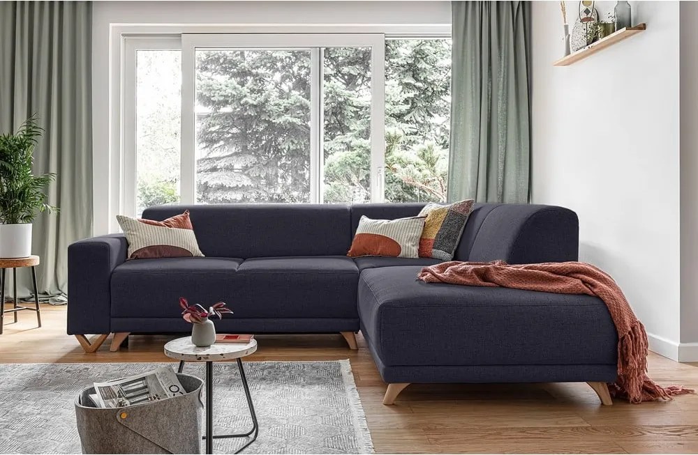 Antracitszürke kinyitható-tárolóhelyes sarokkanapé (jobb oldali-L alakú) Classy Sophie – Miuform