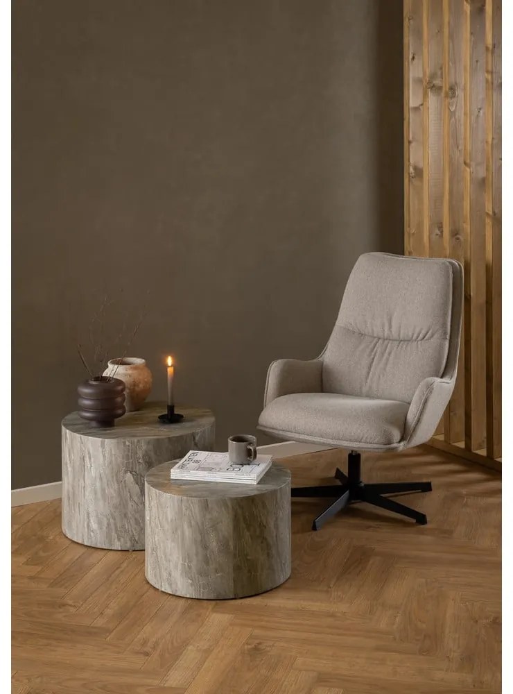 Szürke kerek dohányzóasztal szett kő dekorral, 2 db-os ø 58 cm Dice – Actona