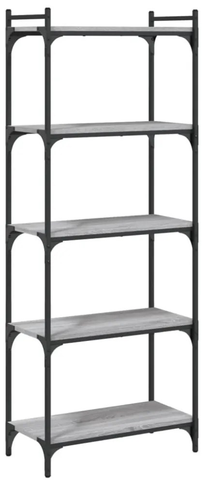 5 szintes szürke sonoma szerelt fa könyvespolc 60 x 30 x 120 cm