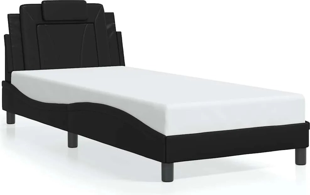 vidaXL fekete műbőr ágykeret Viana matrac nélkül 90x200 cm