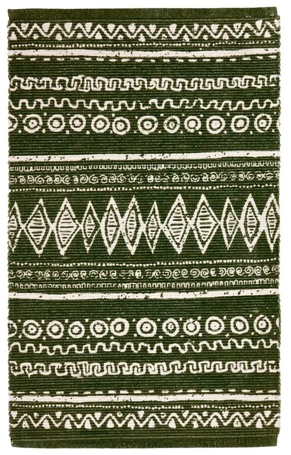 Ethnic zöld-fehér pamut szőnyeg, 55 x 110 cm - Webtappeti