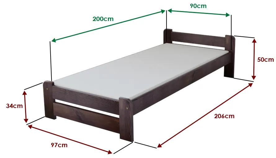 Emily ágy 90x200 cm, diófa Ágyrács: Ágyrács nélkül, Matrac: Somnia 17 cm matrac