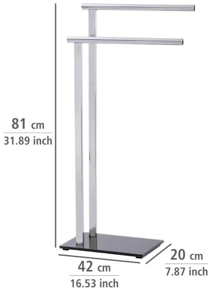 WENKO 22090100 - LAVA törölközőtartó 42x81 cm rozsdamentes acél/ezüst/fekete