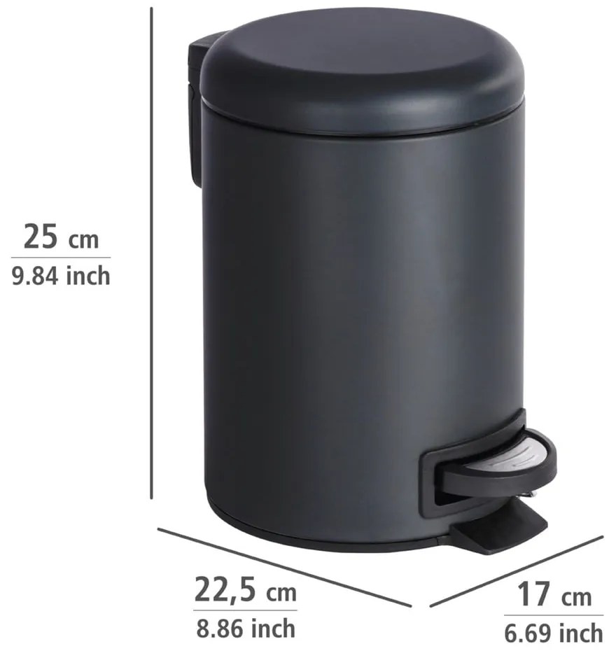 Leman fekete szemetes, 3 l - Wenko