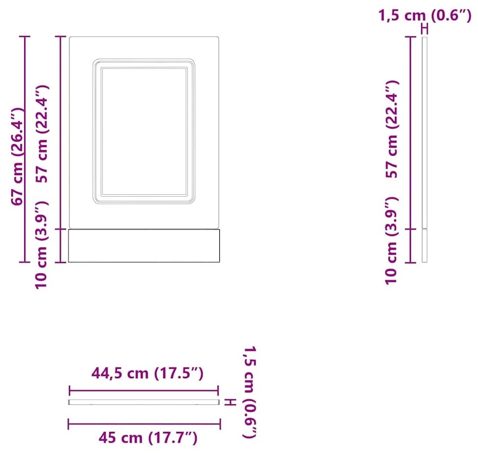 mosogatógép panel Kalmar füstölt tölgy 45x1,5x67 cm