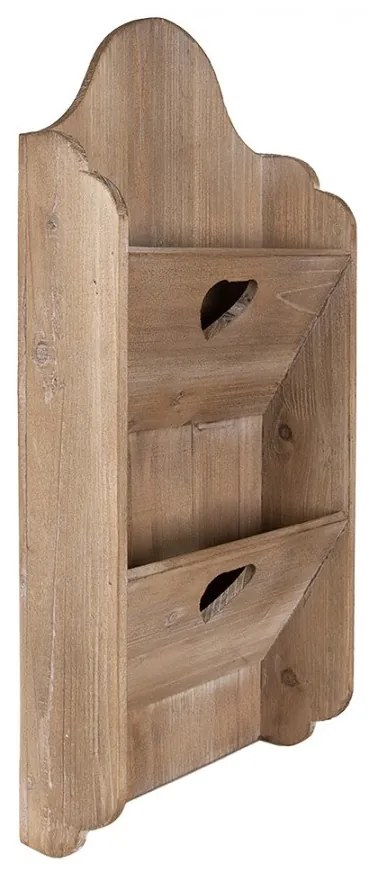 Fali újságtartó fából 28x10x60cm, sziv mintával