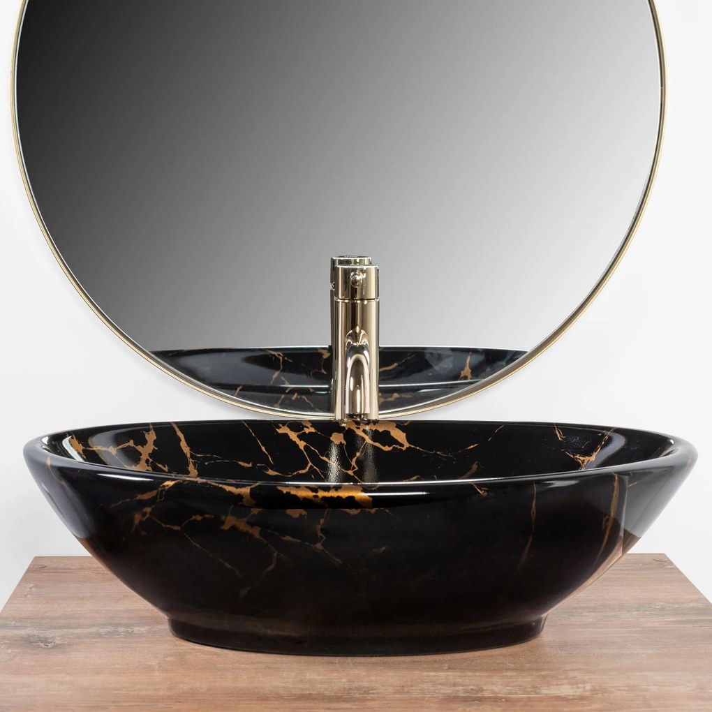 Pultos Mosdó Rea Pamela Black Marble Shiny
