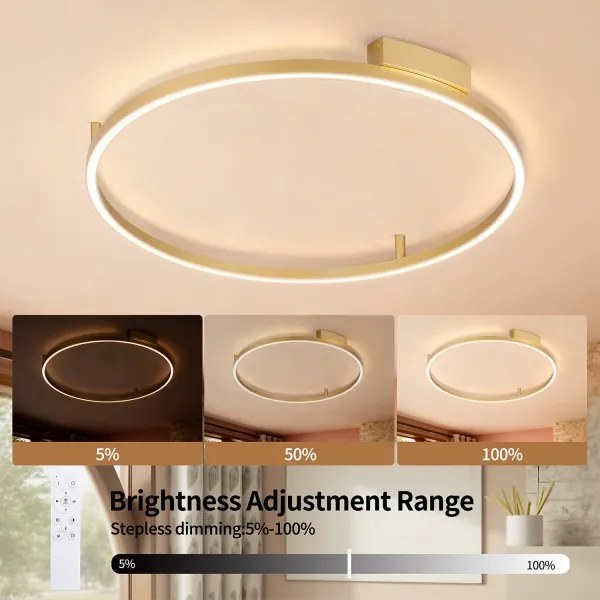 Brilagi PORTOFINO dimmelhető LED lámpatest, 60W, 230V, Ø 80 cm, arany + távirányító