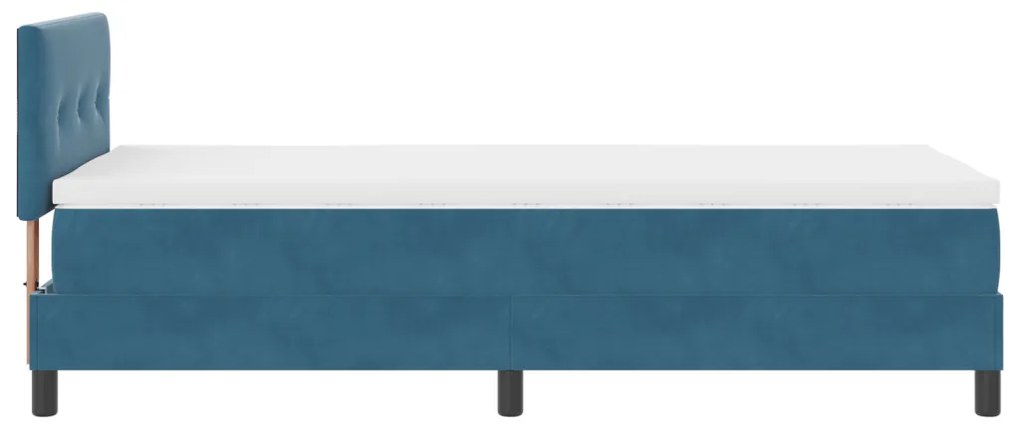 Box Spring Ágy Süket Sötétkék 100x200 cm Bársony
