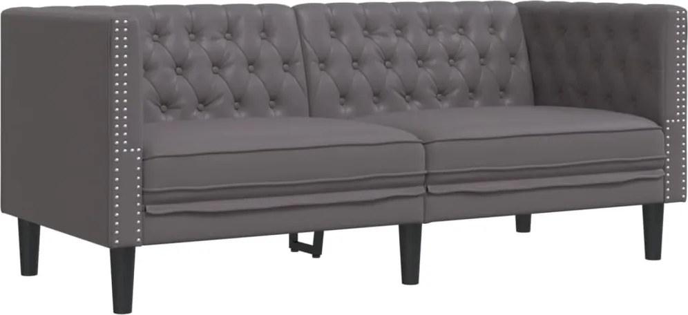 vidaXL 2 személyes szürke műbőr Chesterfield kanapé