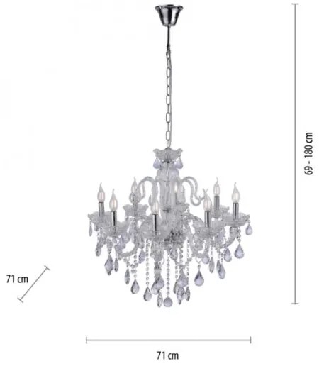 Paul Neuhaus 3081-00 - Kristálycsillár láncon GRACIA 8xE14/40W/230V