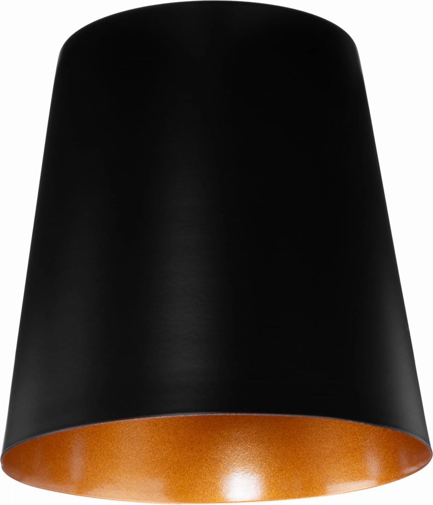 Fém lámpabúra fekete kúp arany közép loft E27