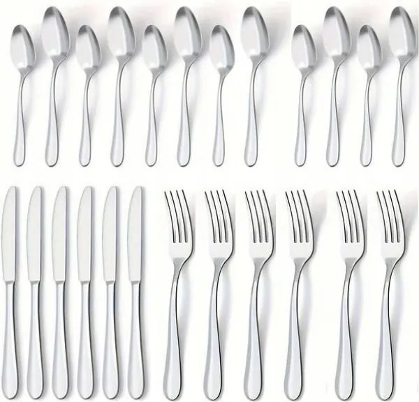 Evőeszköz Szett 6 Személyes 24 Részes Ezüst