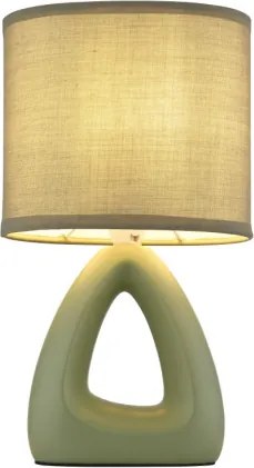 Globo 21731BG Asztali lámpa, kerámia halványzöld, textil halványzöld, kábel PVC fehér, billenőkapcsoló a kábelen, HxSzxM: 170x100x300mm, kábel hossza 1300mm, E14 40W 230V izzó nélkül
