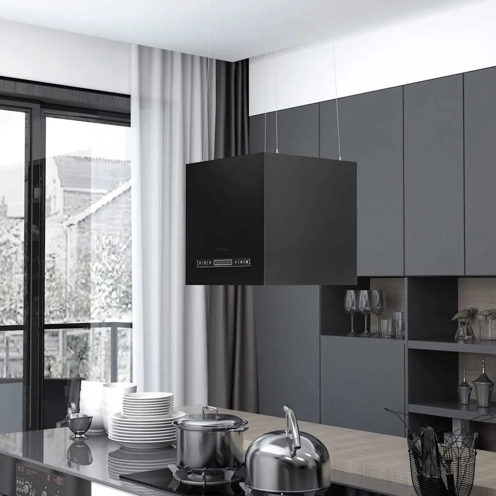 vidaXL porszórt acél LCD érintőképernyős sziget páraelszívó 37 cm