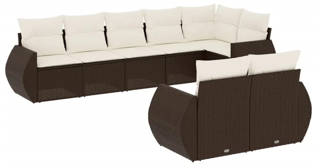 8 részes barna polyrattan kerti ülőgarnitúra párnákkal