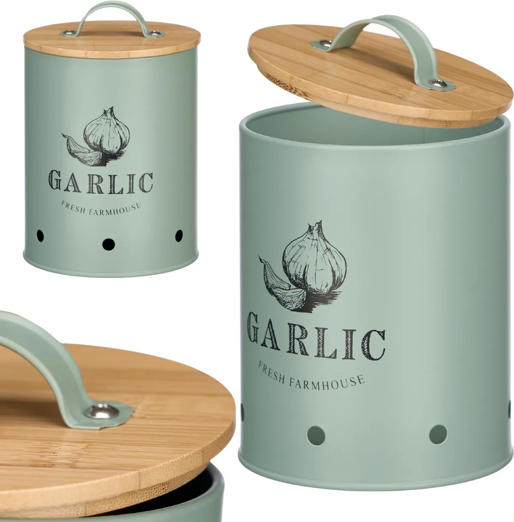 Fokhagyma Tároló Doboz Konyhai Tároló Rendszerező Bambusz