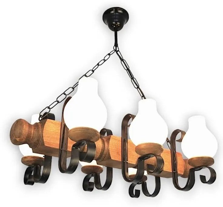 Brilagi - Csillár láncon RUSTIC 6xE14/40W/230V bükkfa