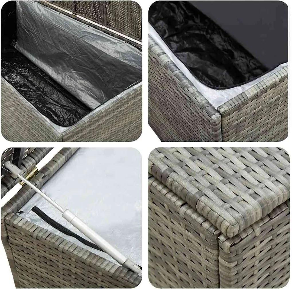 Szürke Polyrattan Kerti Tárolóláda 100 X 50 X 50 Cm