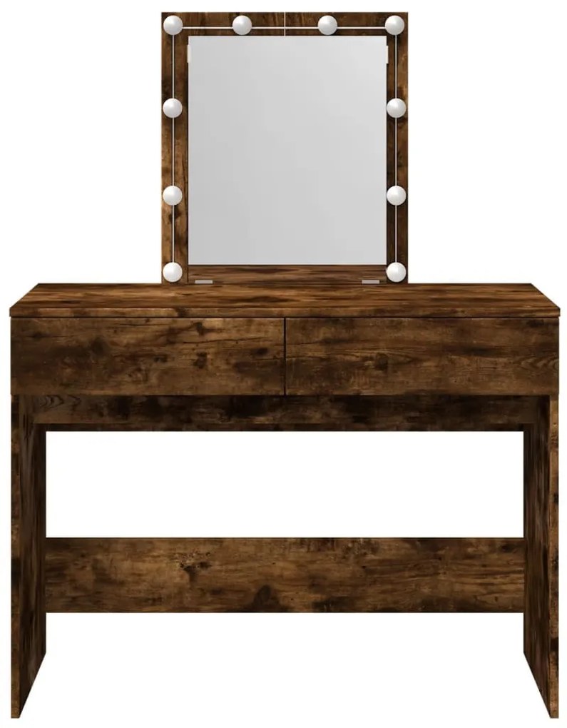 füstös tölgy színű fésülködőasztal LED-del 100 x 40 x 130 cm