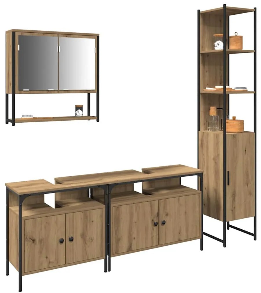 Fürdőszoba bútor szett 4 pcs kézműves tölgy 33 x 33 x 185.5 cm