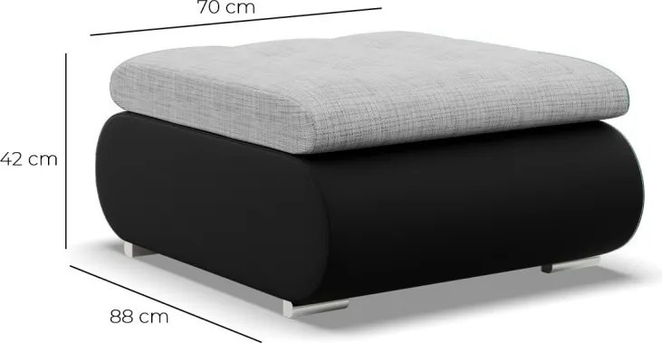 Tokio puff, fonott + műbőr, szürke - fekete