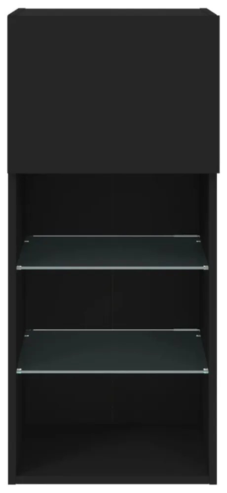fekete TV-szekrény LED-világítással 40,5x30x90 cm