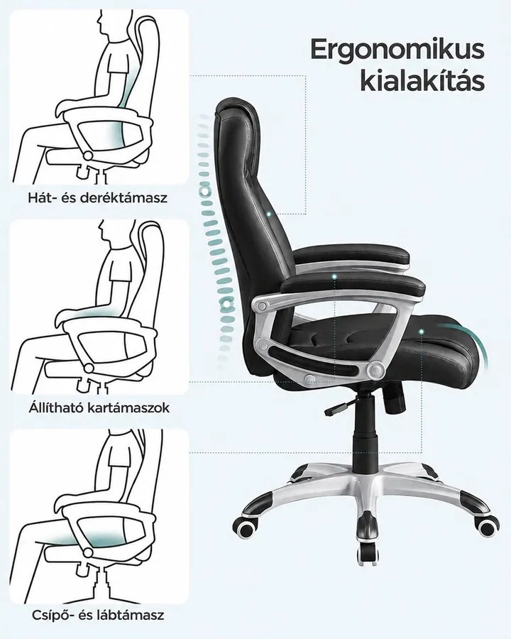 Ergonomikus irodai szék, állítható magasságú forgószék