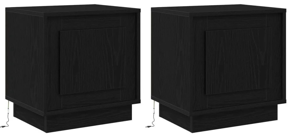 Éjjeli szekrény LED világítással 2 db Fekete tölgy 44x34,5x45 cm