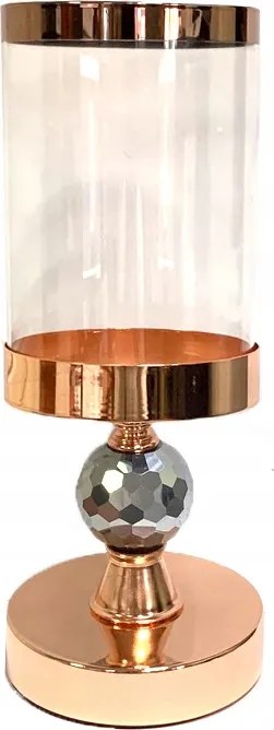 Dekoratív üveg gyertyatartó fém Glamour rózsaszín arany lampion lábak