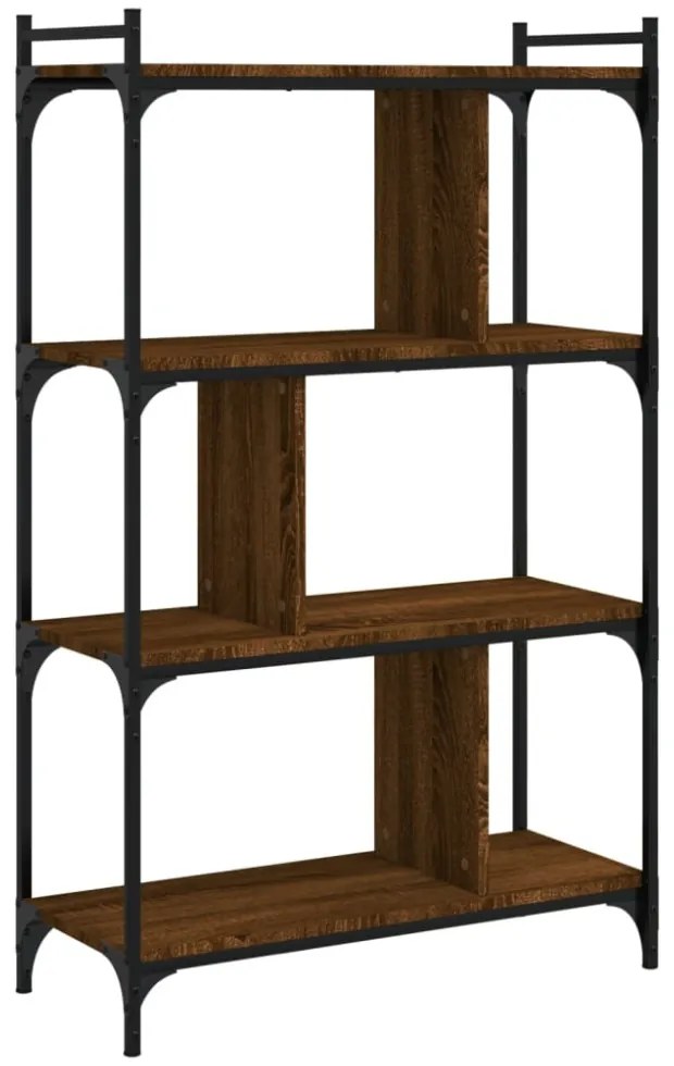 4 szintes barna tölgyszínű fa könyvespolc 76 x 32 x 123 cm