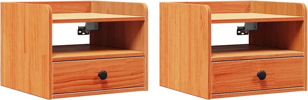 vidaXL Éjjeli asztal fiókkal 2 pcs Faggyú barna 38 x 36 x 29,5 cm