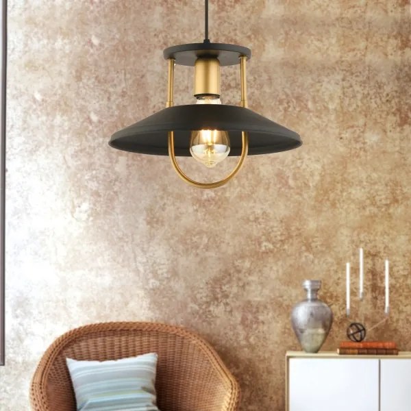 Csillár zsinóron 1xE27/40W/230V fekete/arany