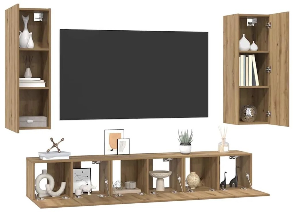 TV szekrény garnitúra 5 pcs kézműves tölgy 30.5 x 30 x 90 cm