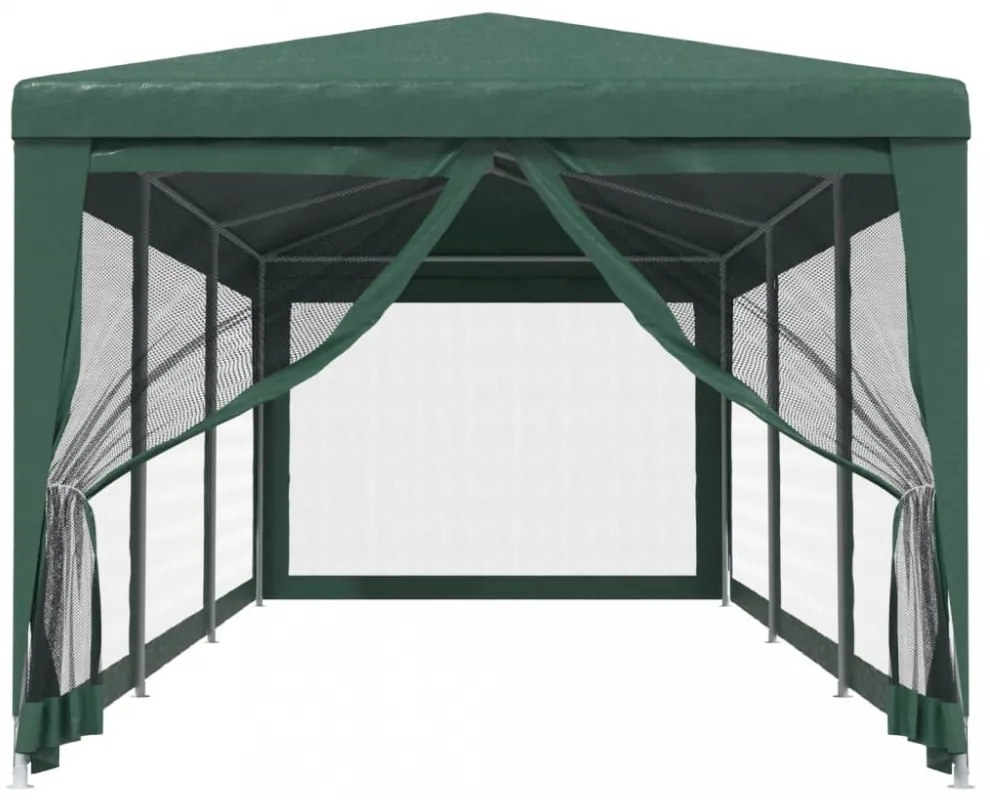 zöld HDPE rendezvénysátor 8 hálós oldalfallal 3x9 m