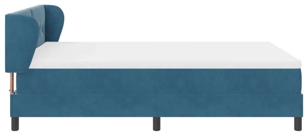 Boxspring Ágy Matrac Ráccsal Sötét Kék 160x200 cm Bársony