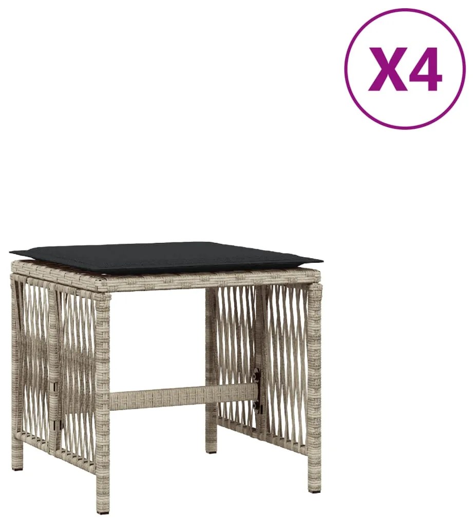 vidaXL 4db világosszürke polyrattan kerti szék párnával 41 x 41 x 36cm