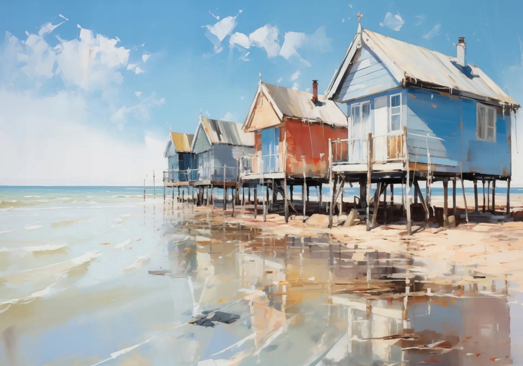 Poszter 100x70cm Festői tengerparti kunyhók