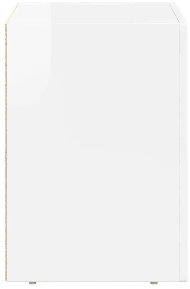 Éjjeli asztal 2 pcs Magas Fényű Fehér 40 x 35 x 50 cm Faanyag