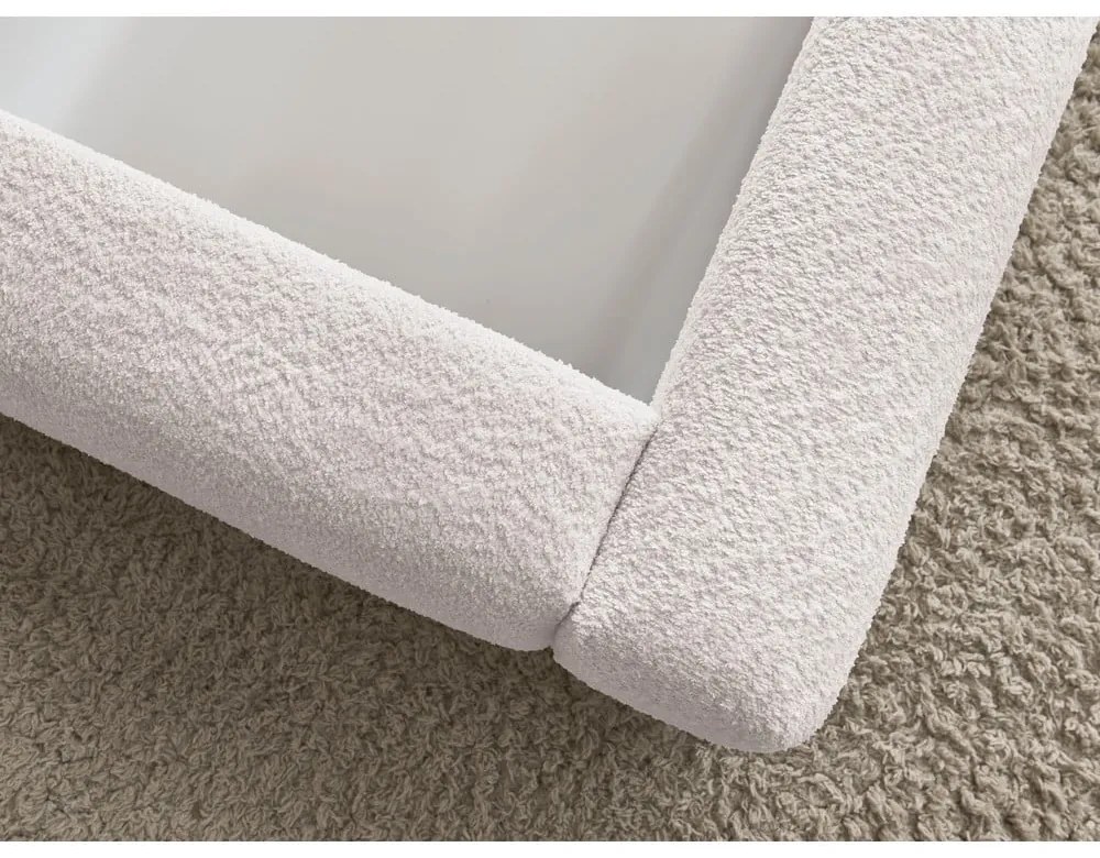 Fehér kárpitozott ágyneműtartós franciaágy ágyráccsal 140x190 cm Orlane – Bobochic Paris