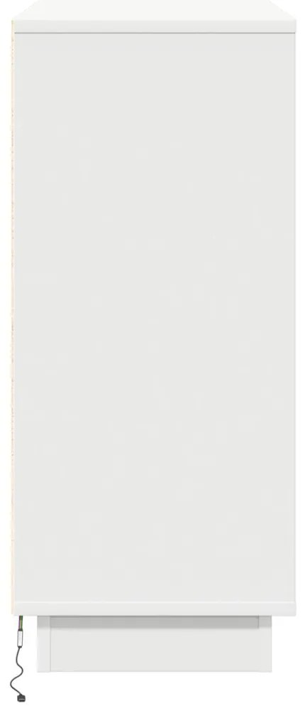 LED-es oldalpanel, fehér, 90x32x75 cm, mérnöki fa