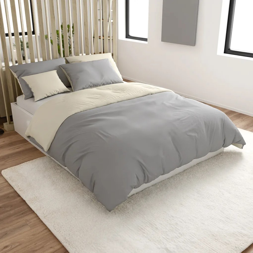 Pamut ágynemű MONOCHROMATIC krémszürke Ágyneműhuzat mérete: 70 x 90 cm | 140 x 200 cm