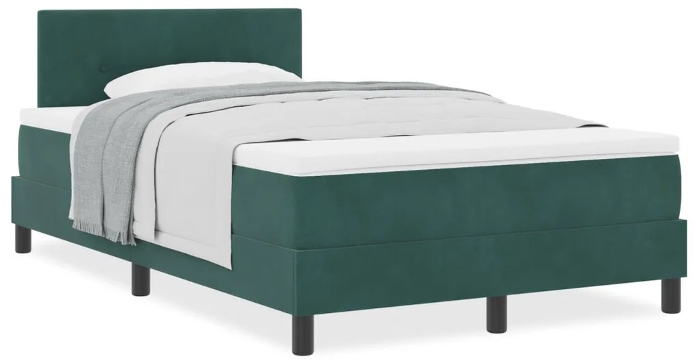 Boxspring Ágy Mattal Sötét Zöld Kicsi Dupla Bársony