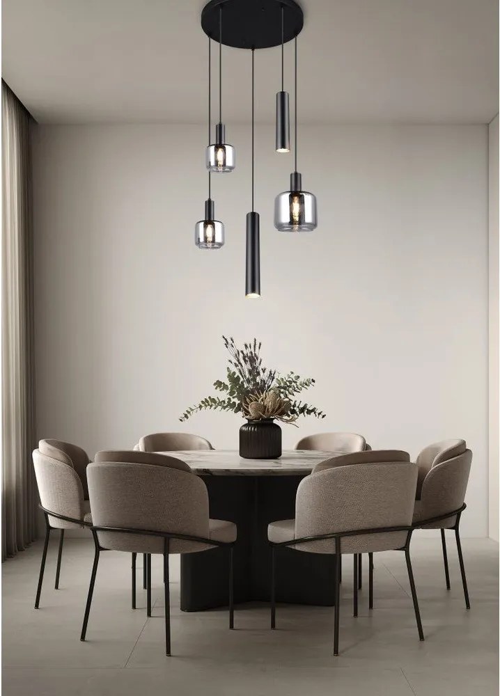 Fekete függőlámpa fém-üveg búrával ø 40 cm Mataro – Trio