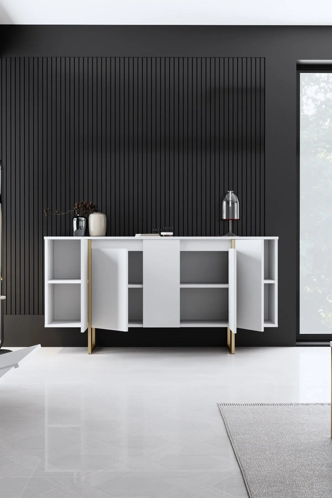 Konzolasztal Luxe - White, Gold