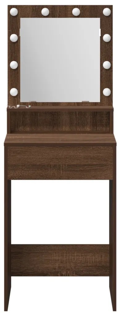 Sminkasztal LED világítással - Barna tölgy - 50x41x135 cm