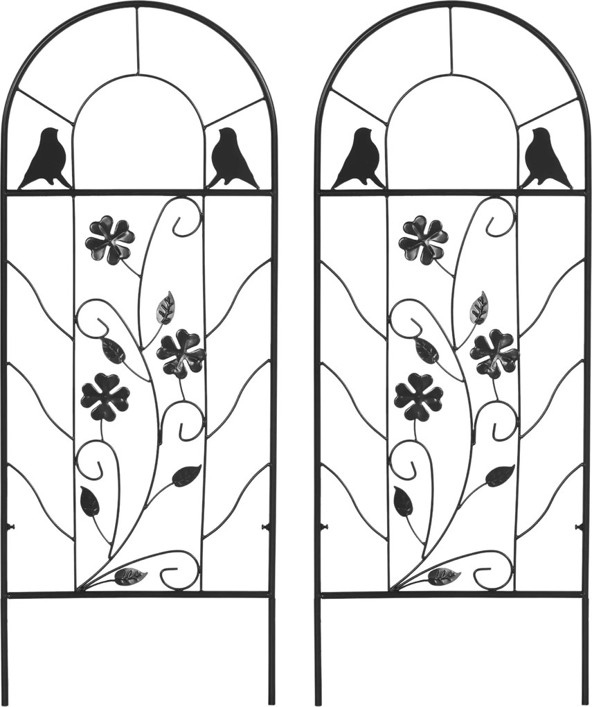 Outsunny Fém Rács Kétrészes Szett Mászó Növényekhez 38 x 98 cm Kerti Rács Beltéri Növényekhez, Virágokhoz Fekete | Aosom