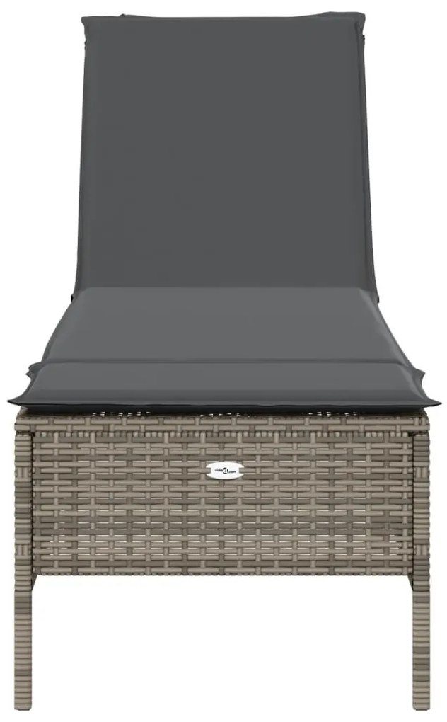 Szürke polyrattan napozóágy párnával