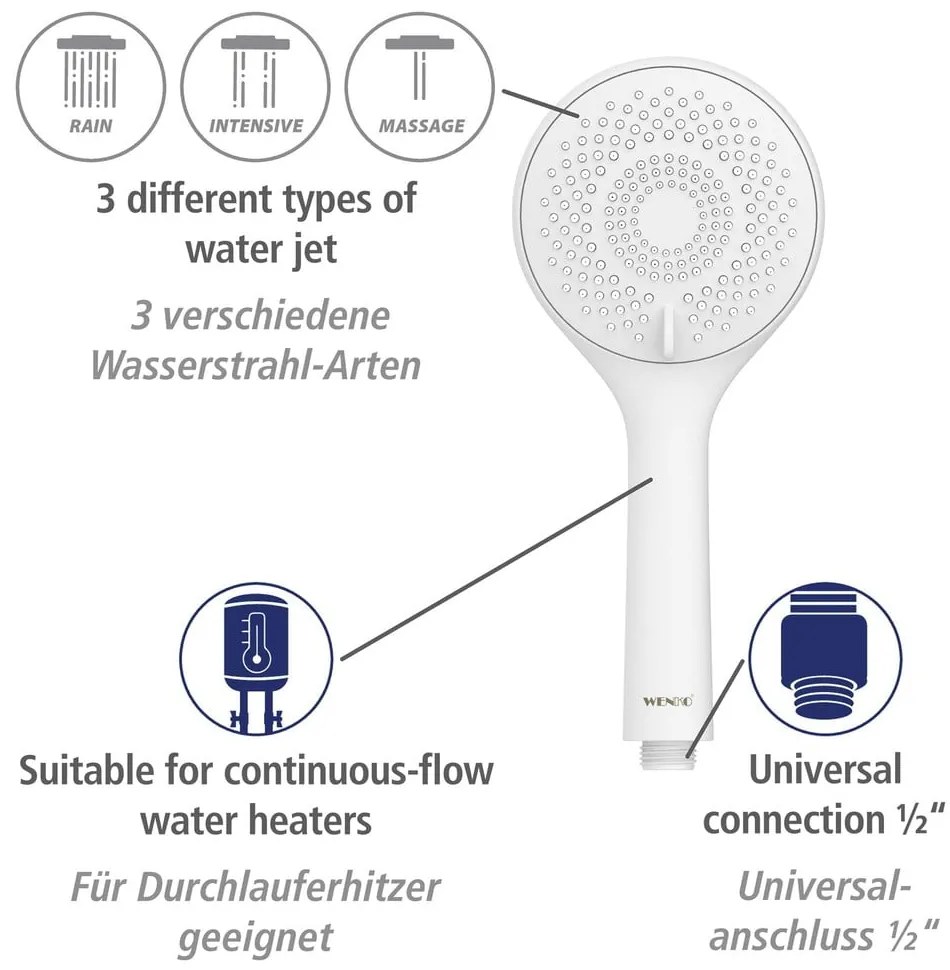 Fehér rozsdamentes acél zuhanyszett 70 cm Watersaving – Wenko